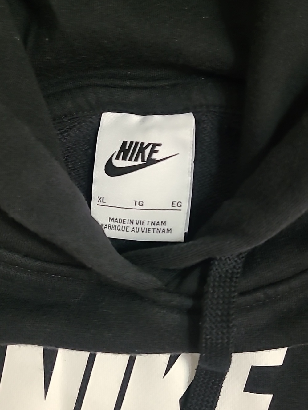 Nike Black Hoodie with White Logo Size Xl Fleece Lining - Picture 2 of 7